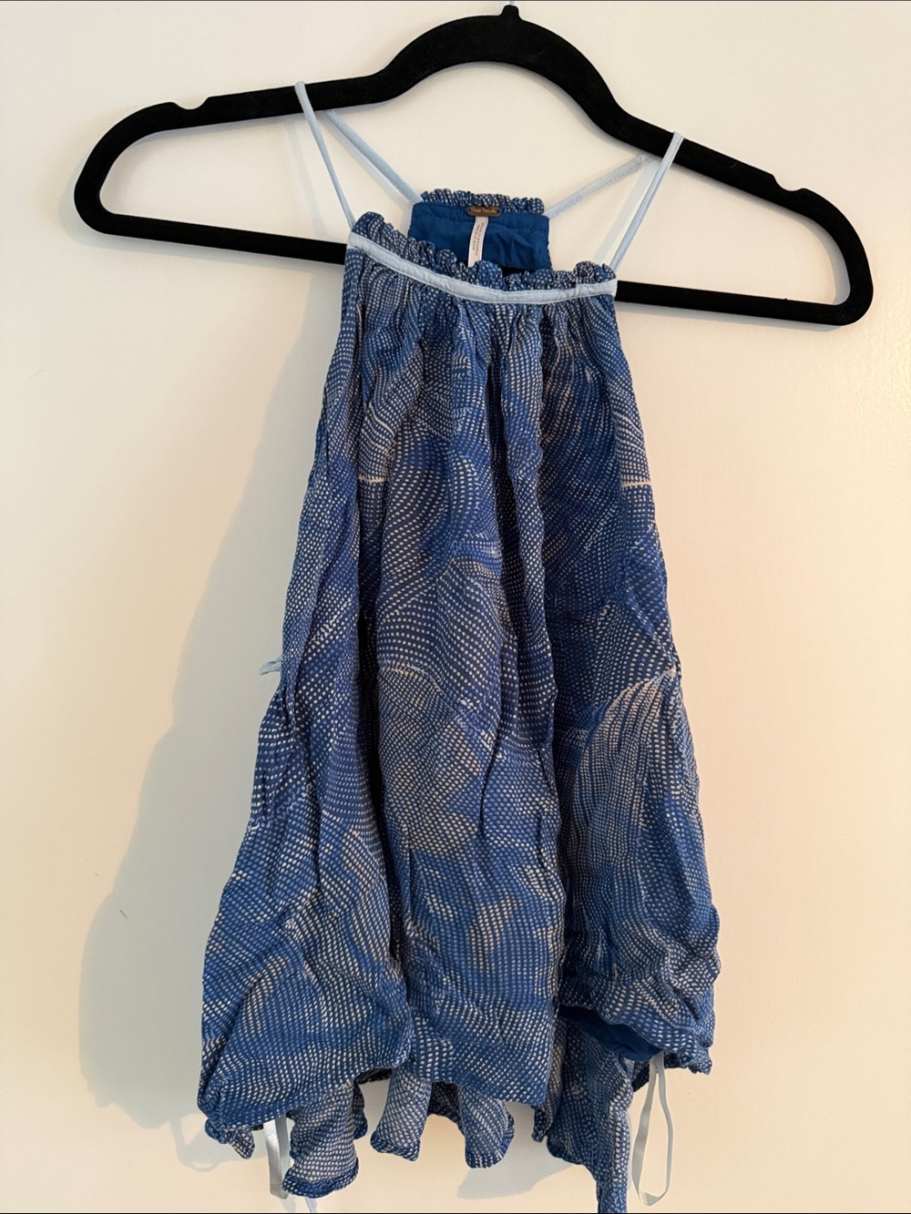 Free People Blue Printed Halter Top
